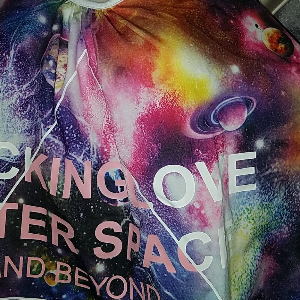 Too Fast F@cking I Love Outer Space and Beyond Tie Dye UFO Galaxy Tied Tank Top - Picture 8 of 8